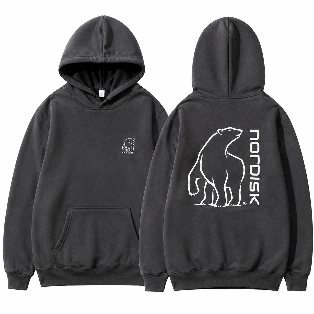 Großer Eisbär NORDISK Grafik Outdoor Mode Lässiger Kapuzenpullover für Männer und Frauen, Herbst und Winter, Hochwertiger Hoodie – Detail 6
