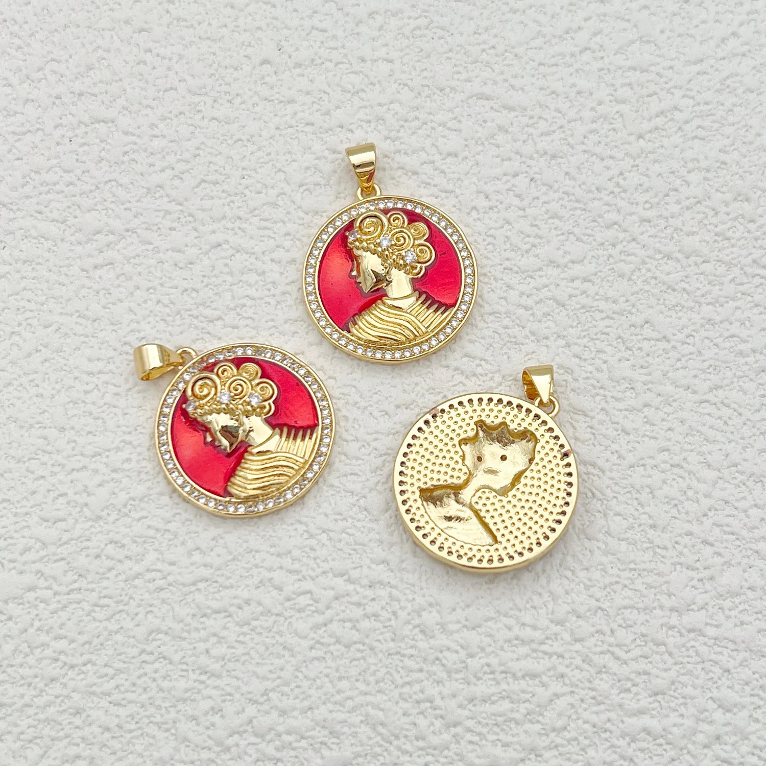 5 Pieces European and American Red Virgin Mary Cross Pendant Accessories DIY Pearl Necklace Jewelry Making Materials Wholesale