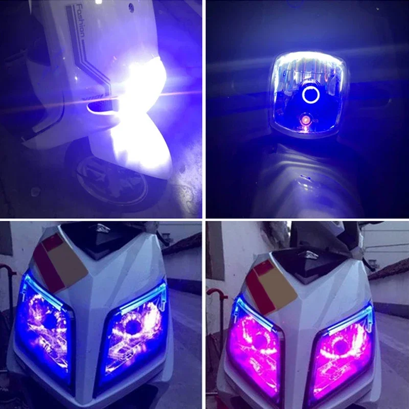 1pcs Angel Eye BA20d H4 LED Headlight Red Blue Aperture High Low Beams Fog Lamp H4 Led Car Headlamp H4 Led Motorcycle Headlights image 6