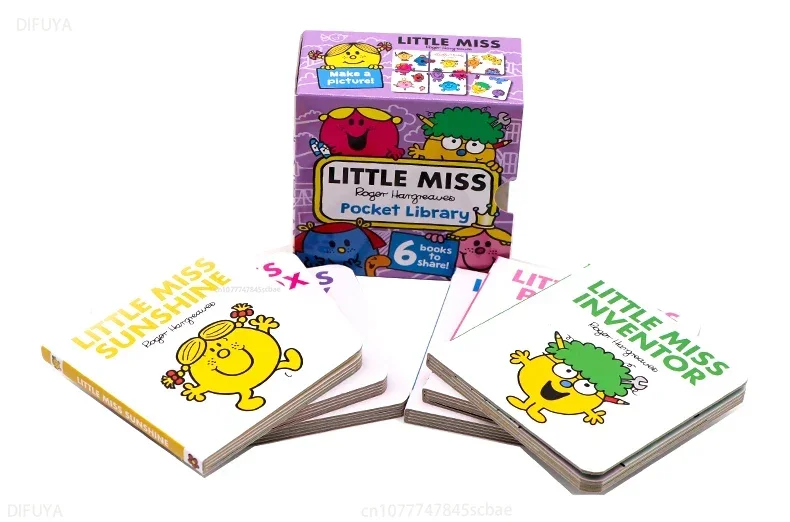 6 Books Mr. Men Little Miss Pocket Library Daily Life Early Education Picture Storybook Cartoon Mini Palm Board Book 9.5*9.3CMEn