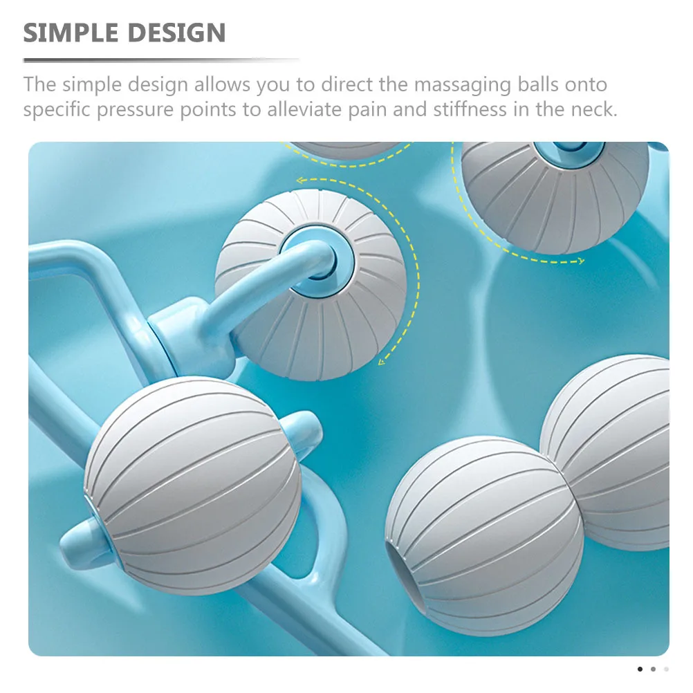 

Sky-Blue Professional Cervical Vertebra Massager Manual Roller Neck Massager for Deep Tissue Pain Relief Massage Tool