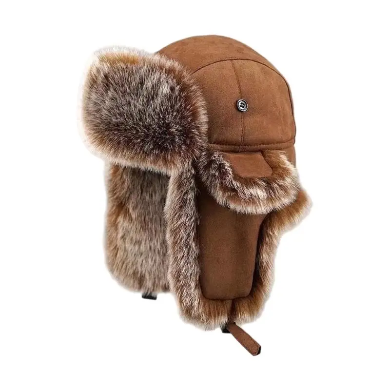 652F Daily Wear Winter Trapper Hat with Earflaps Padded Plush Trim for Cold Weather Outdoor Comfort and Daily Coverage