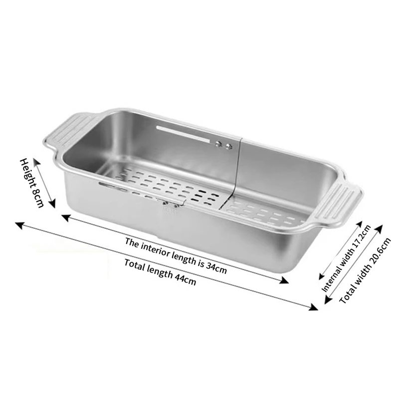 رف تصريف متعدد الوظائف لحوض المطبخ ، سلة من الفولاذ المقاوم للصدأ قابلة للسداد ، تجفيف طبق الحوض ، 1 صي