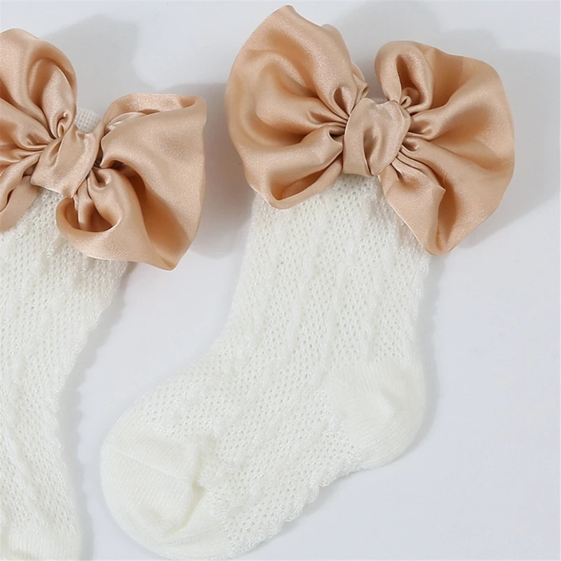 Trendy Baby Headband/Socks Solid Color Girls Length Socks with Bowknot Embellishment Fashionable Hair Accessory