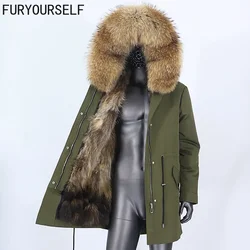 FURYOURSELF 2023 Men Waterproof Parka Real Fur Coat Winter Jacket Natural Fox Fur Liner Warm Detachable New Outerwear Streetwear