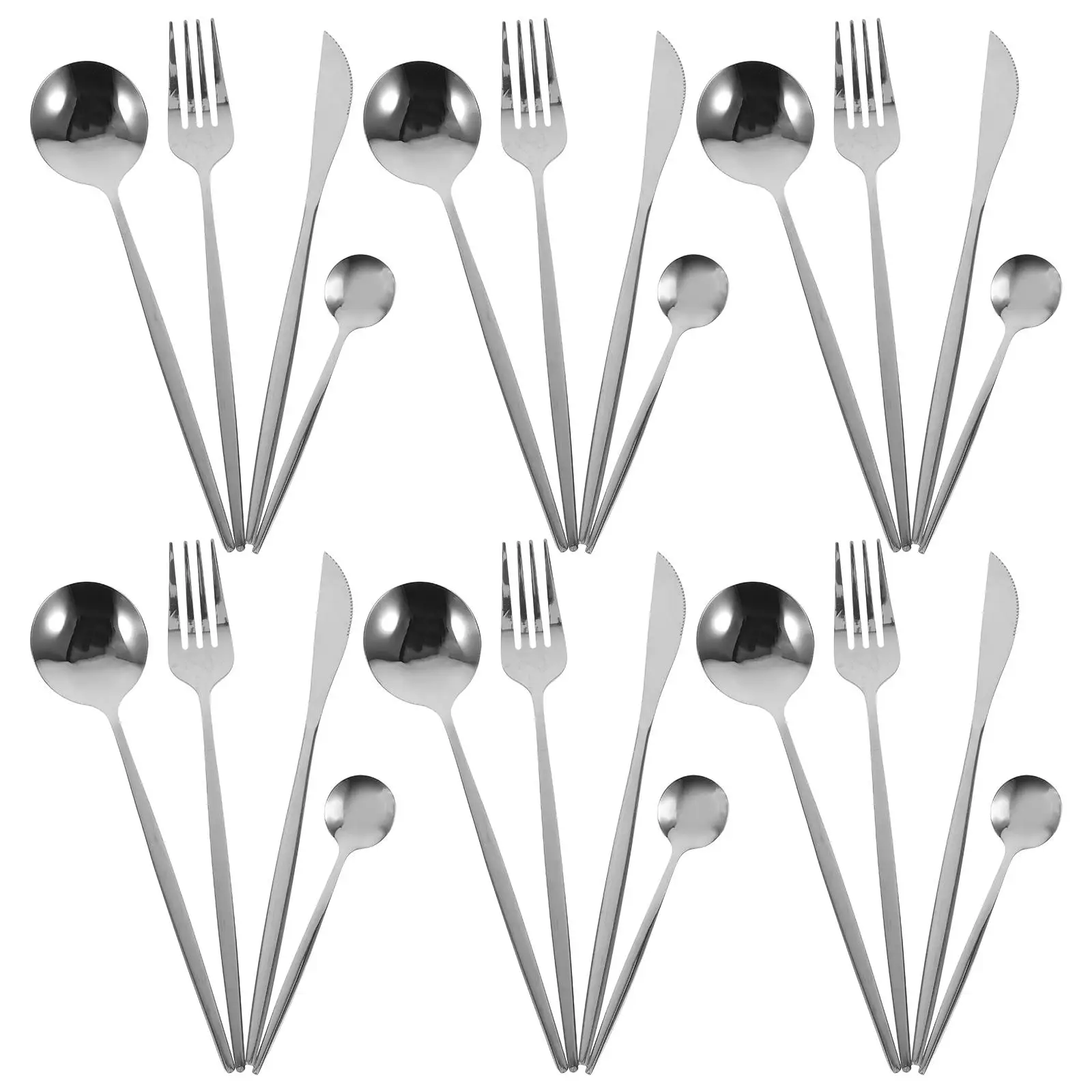 

24 Pieces Stainless Steel Cutlery Set Reusable Tableware Kit forks spoons tea spoons steak dinnerware set for Family
