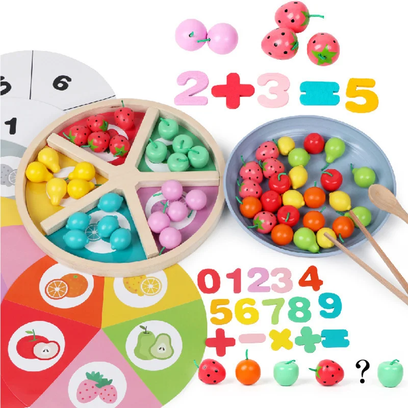 Montessori Education Rainbow Simulation Fruit Model Classification Learning Color Play Clip Fruits Game Toys Gift Ew