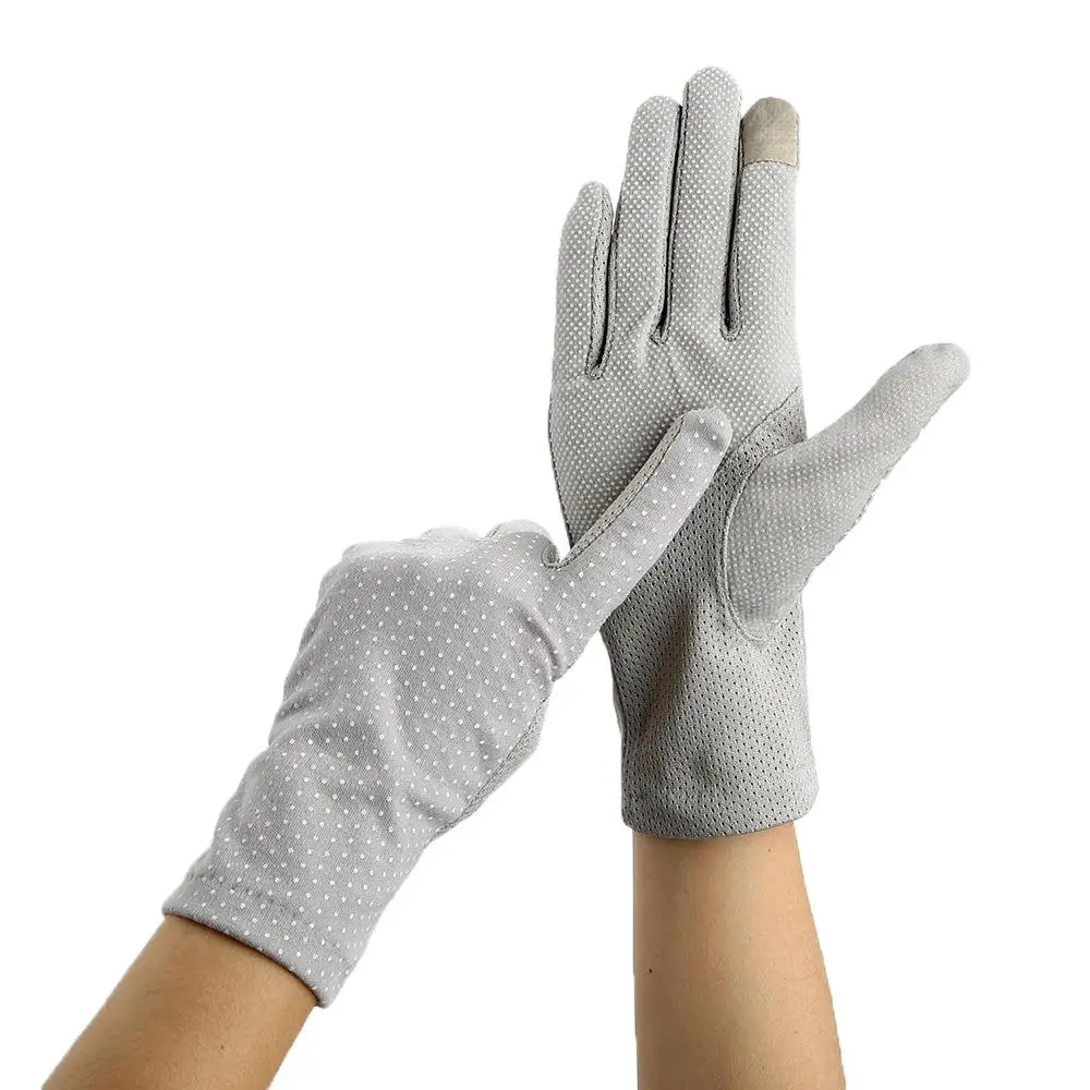 Women Sunscreen Dot Thin Gloves Touch Screen Short Gloves Sun Protection