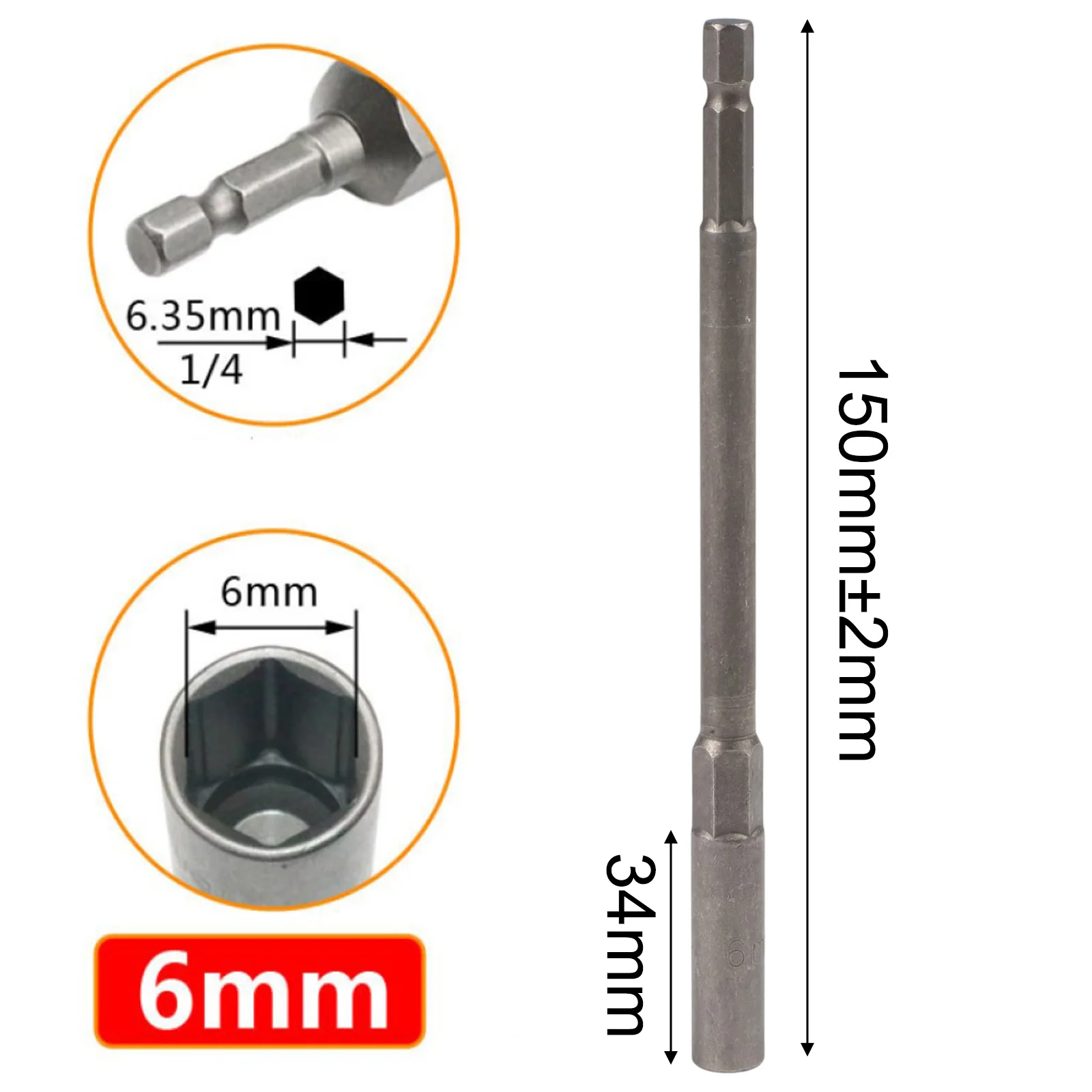 

1 шт., 150 мм, удлиненная головка для сверла, торцевой ключ из хром-ванадиевой стали для дома, DIY, деревообработка, автозапчасти для технического обслуживания