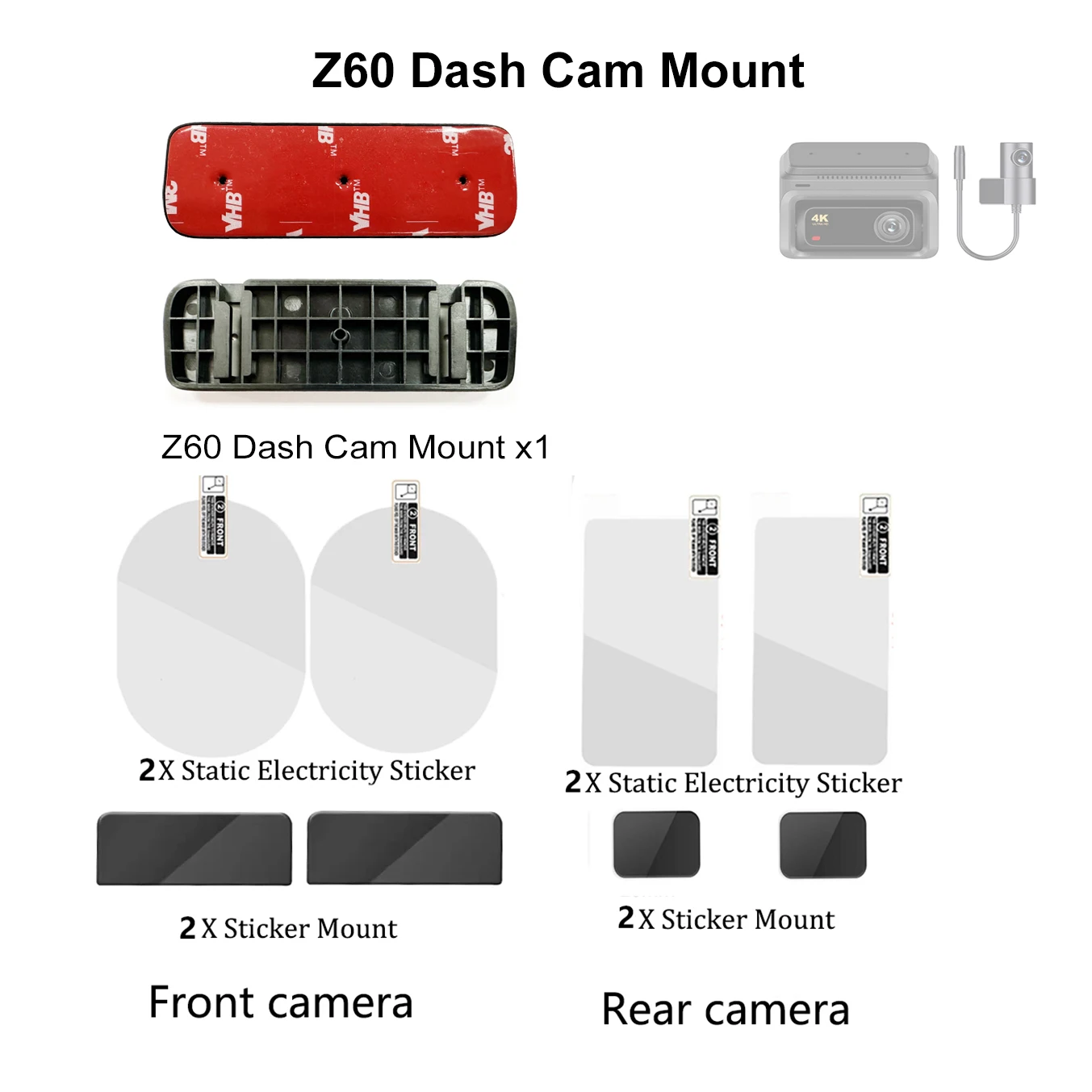 for DDPAI Dash Cam z60 Mount for DDPAI z60 Static Sticker VHB Sticker