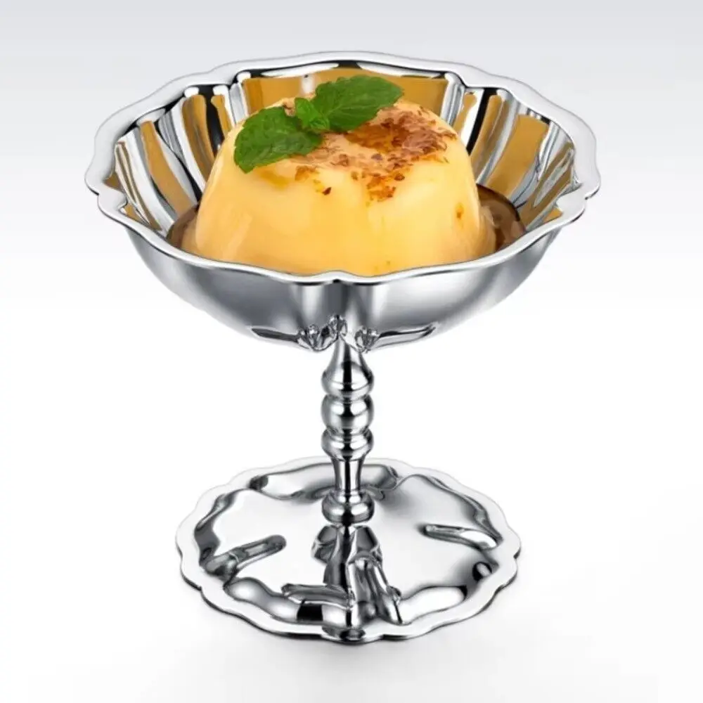 

New Stainless Steel Ice Cream Cup Anti-rust Silver Pudding Cup INS Dessert Goblet Home