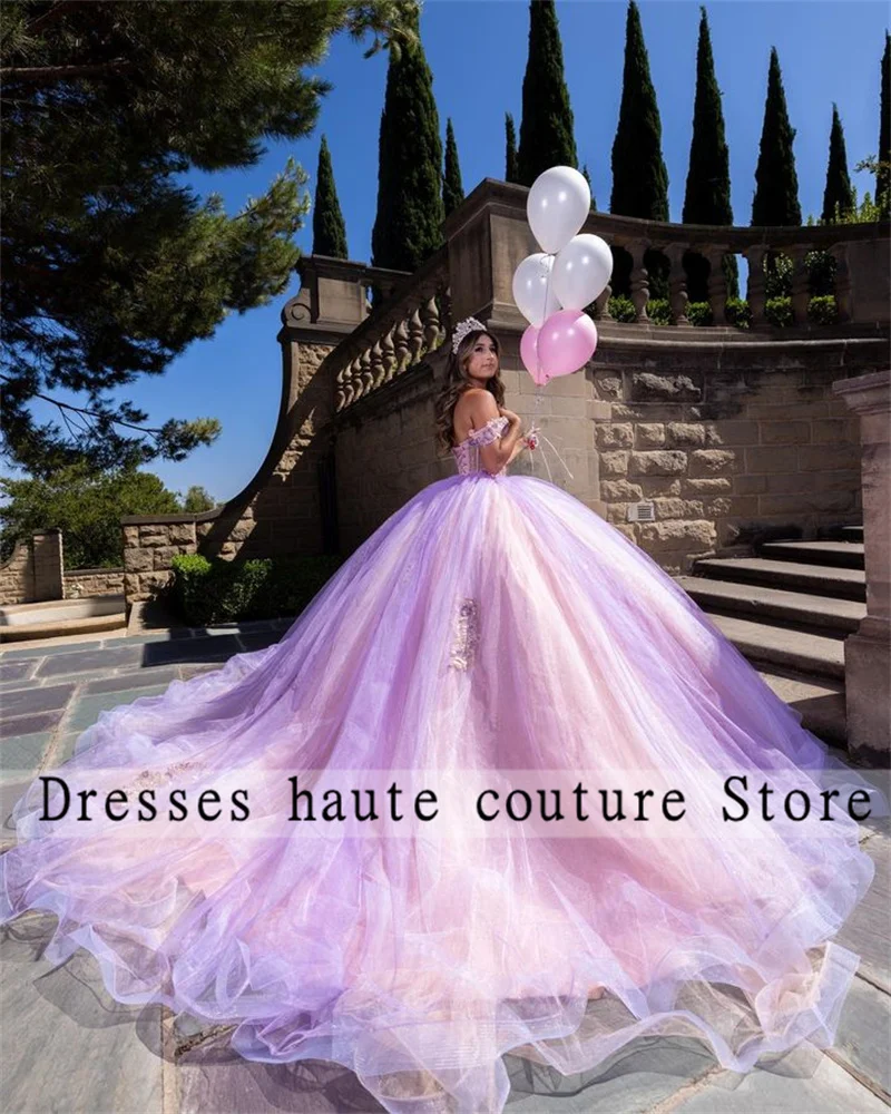 Mexico Purple Sweetheart Quinceanera Dress 2023 Appliques Corset Prom Dress Princess Ball Gown Sweet 16 Robe De Bal