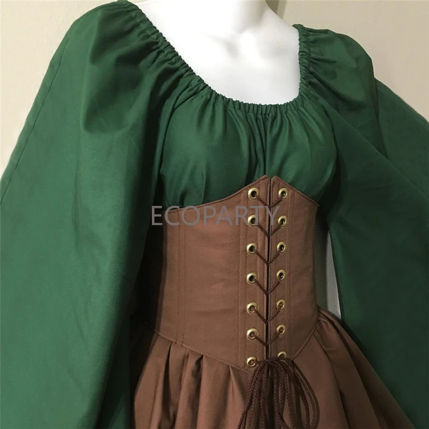 30 Renaissance Vintage Palast Victoria mittelalter liche Kostüm Frauen Halloween Cosplay volle Ärmel Taille Bandage Pta chwork Kleid Party