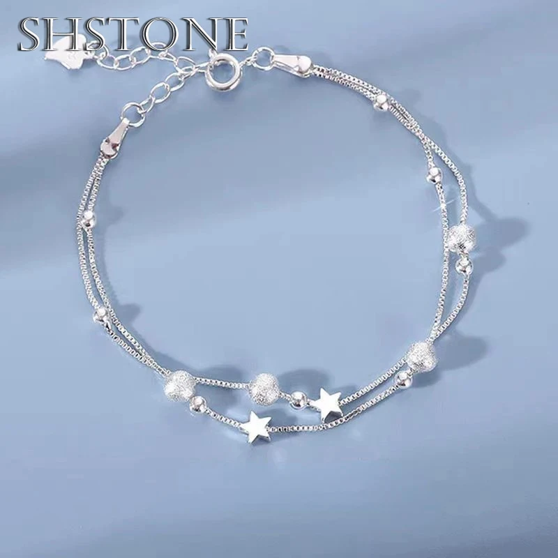 

SHSTONE 925 Sterling Silver Beautiful Stars Bracelets for Women Korean Fashion Designer Party Wedding Jewelry Holiday Gifts