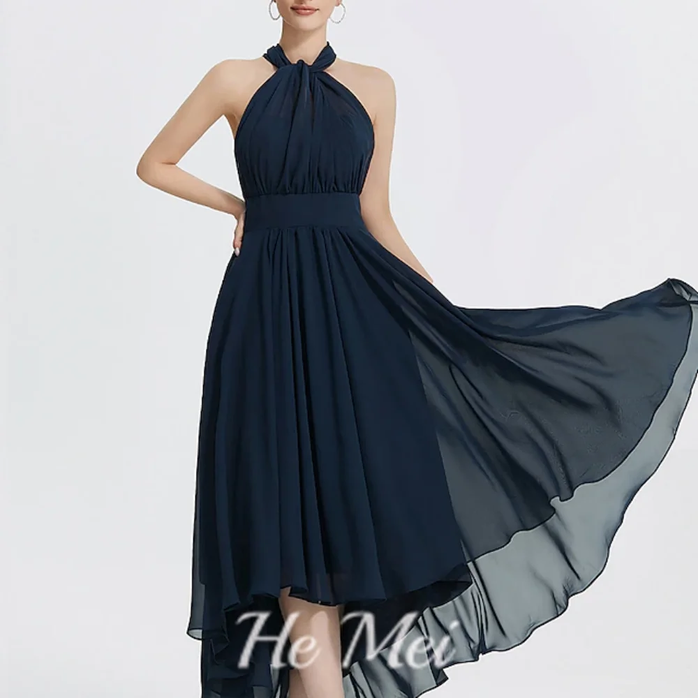 

Sexy Prom Dress For Women Halter Sleeveless Backless Evening Gowns Ankle Length Simple Party Dresses robes de soirée