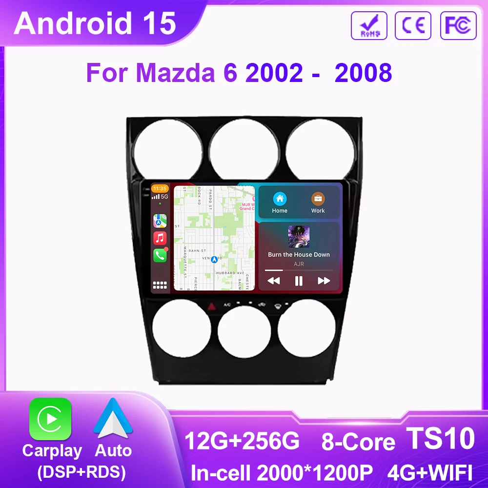

Android 14 For Mazda 6 2002 2003 2004 2005 2006 2007 2008 Multimedia Car Player Navigation GPS Radio Carplay Navi 360 Camera RDS