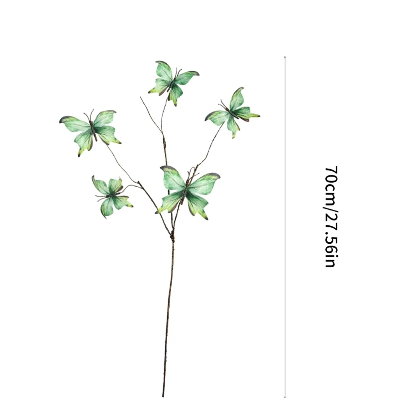 2 قطع ، ينبع زهرة فو مع 5 أزهار فراشة حفل زفاف ديكور ديكور أغصان البلاستيك 70 سم الطول