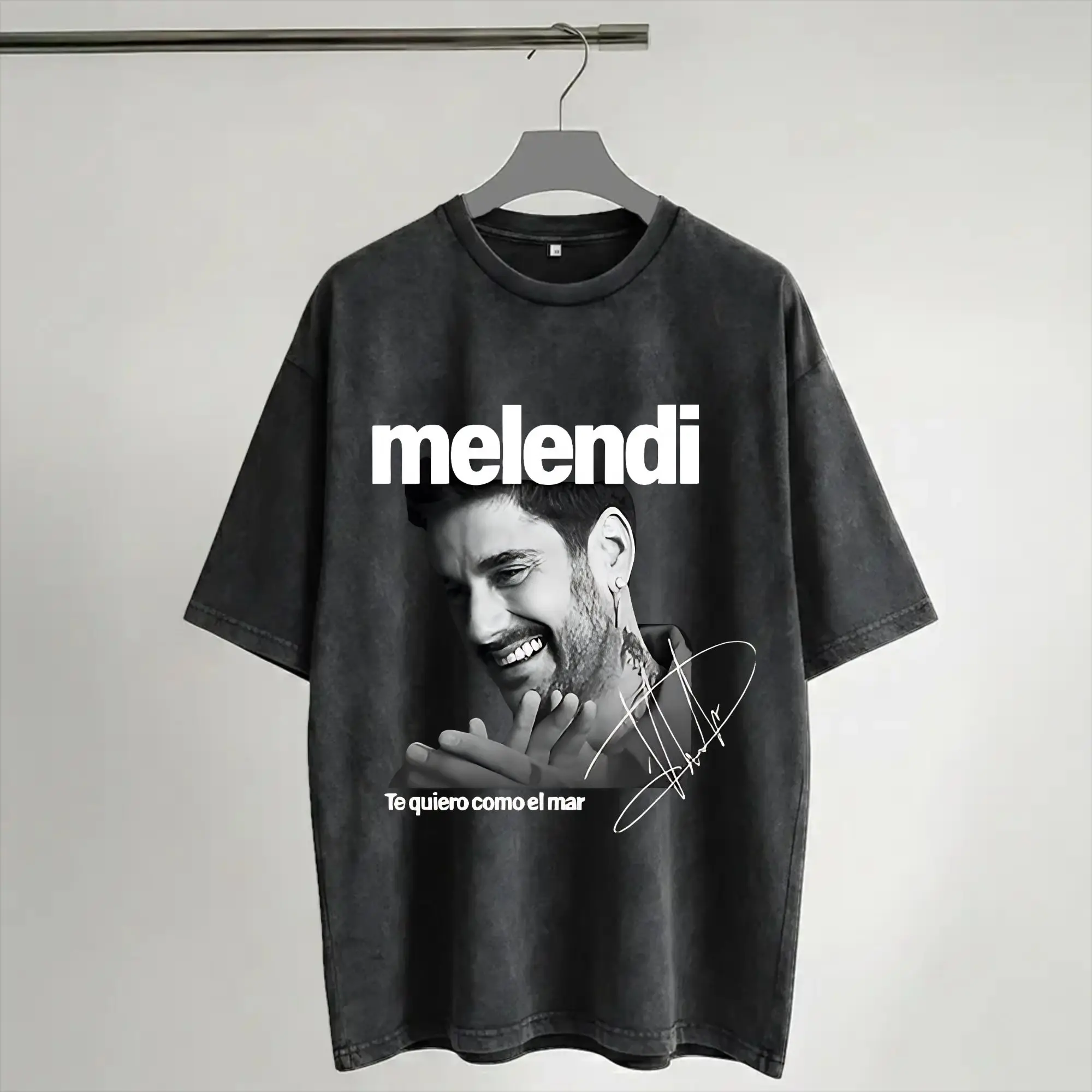 Harajuku Washed Shirts Melendi spanish singer Merch Vintage T Shirt High Street  Streetwear Short Sleeve Summer Tee Shirt