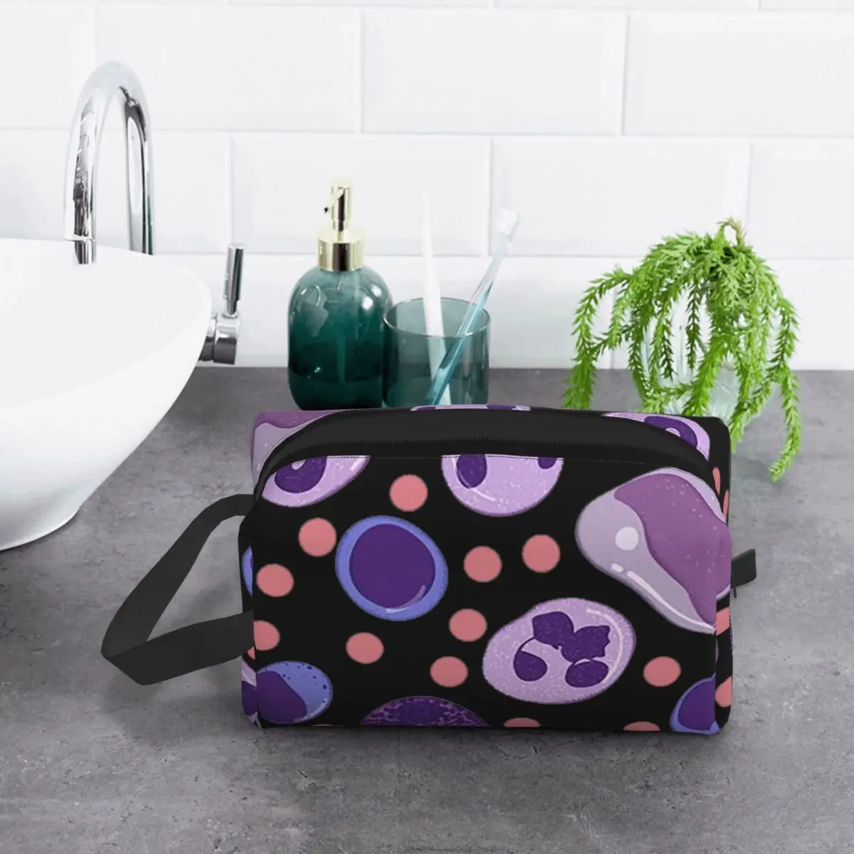 حقيبة مكياج كبيرة بنمط خلايا الدم البيضاء، منظم مستحضرات التجميل، مجموعة أدوات التخزين، حقيبة مستحضرات التجميل، مقلمة