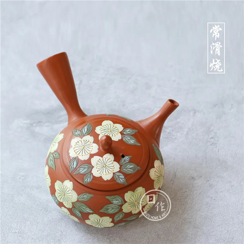 Imported from Japan, Changsha Yuguang Maimai Mei Yuan Guanglong Made Cinnabar Sand Yellow Cherry Side Handle Urgent Need Teapot