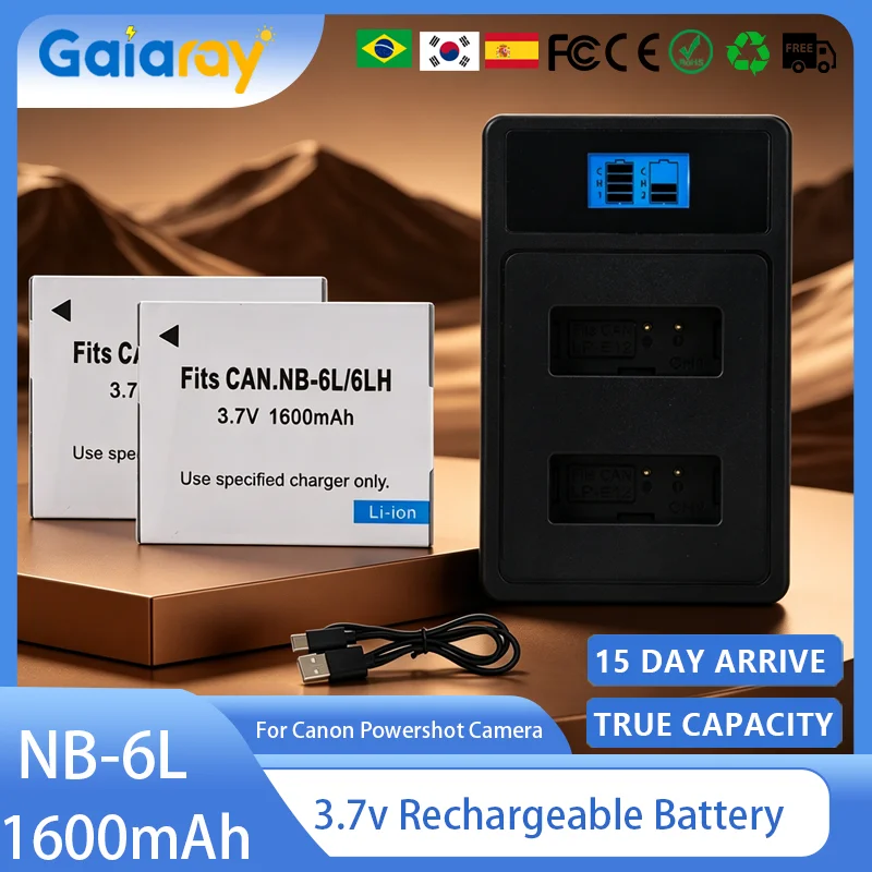 NB-6LH LED Dual Charger NB-6L Battery For Canon Powershot SX700 SX710 SX700HS S120 S110 SX170 IS S200 280HS S95 SX530 SX270HS
