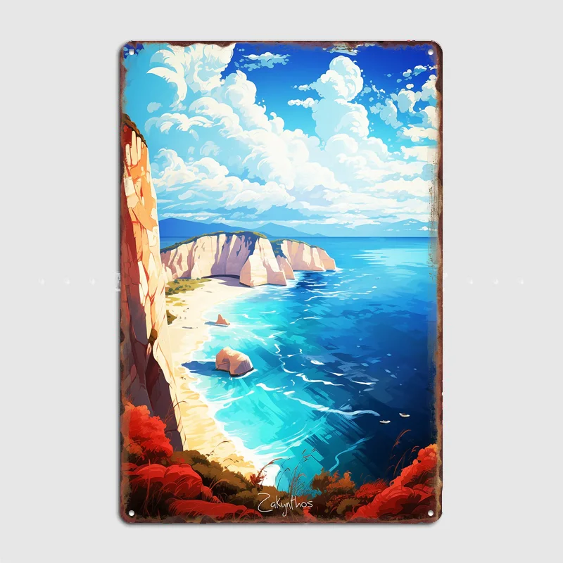 

Visit Greece Oil Painting Travel Scenic Spot Retro Poster Metal Sign Club Indoor Room Wall Decor Custom Posters Home Decor