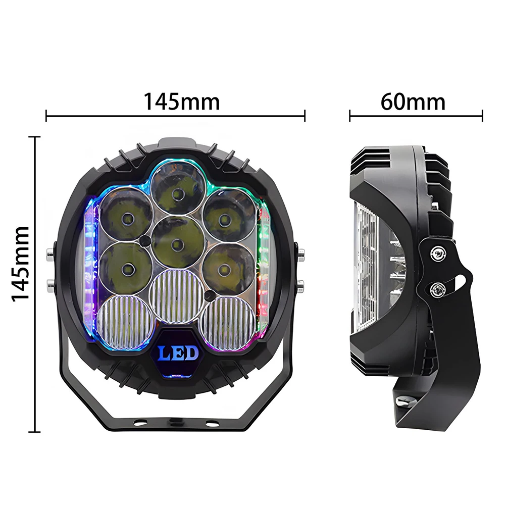LED Fog Driving Light 5 Inch 90W RGB 3000K 4300K Yellow Off Road Spot Light 4x4 SUV 5 Inch For Motor Truck Bus ATV UTV
