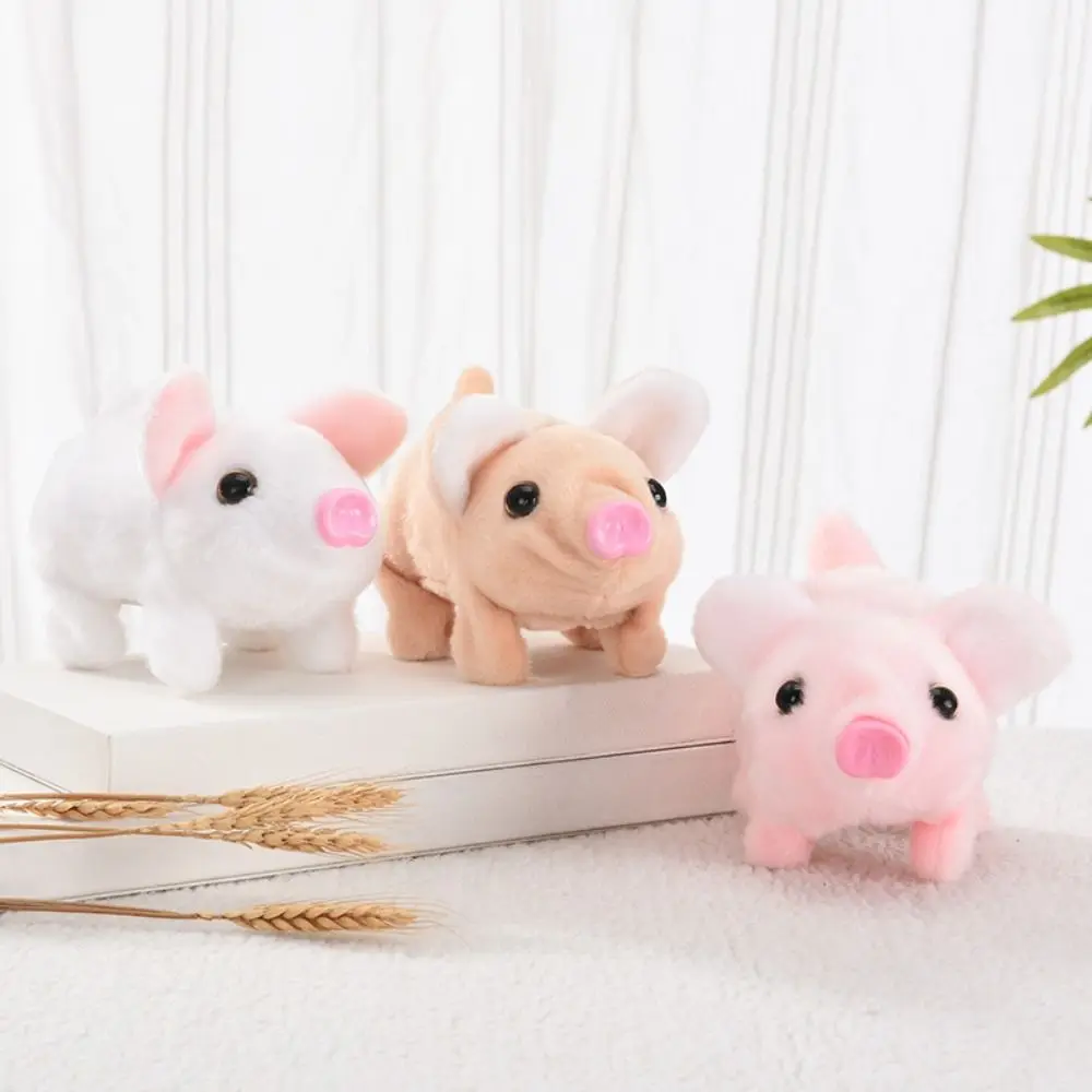 Avec son Simulation électrique cochon blanc queue mobile électrique en peluche cochon jouet peut marcher mignon marche mobile jouets pour animaux de compagnie enfants cadeaux