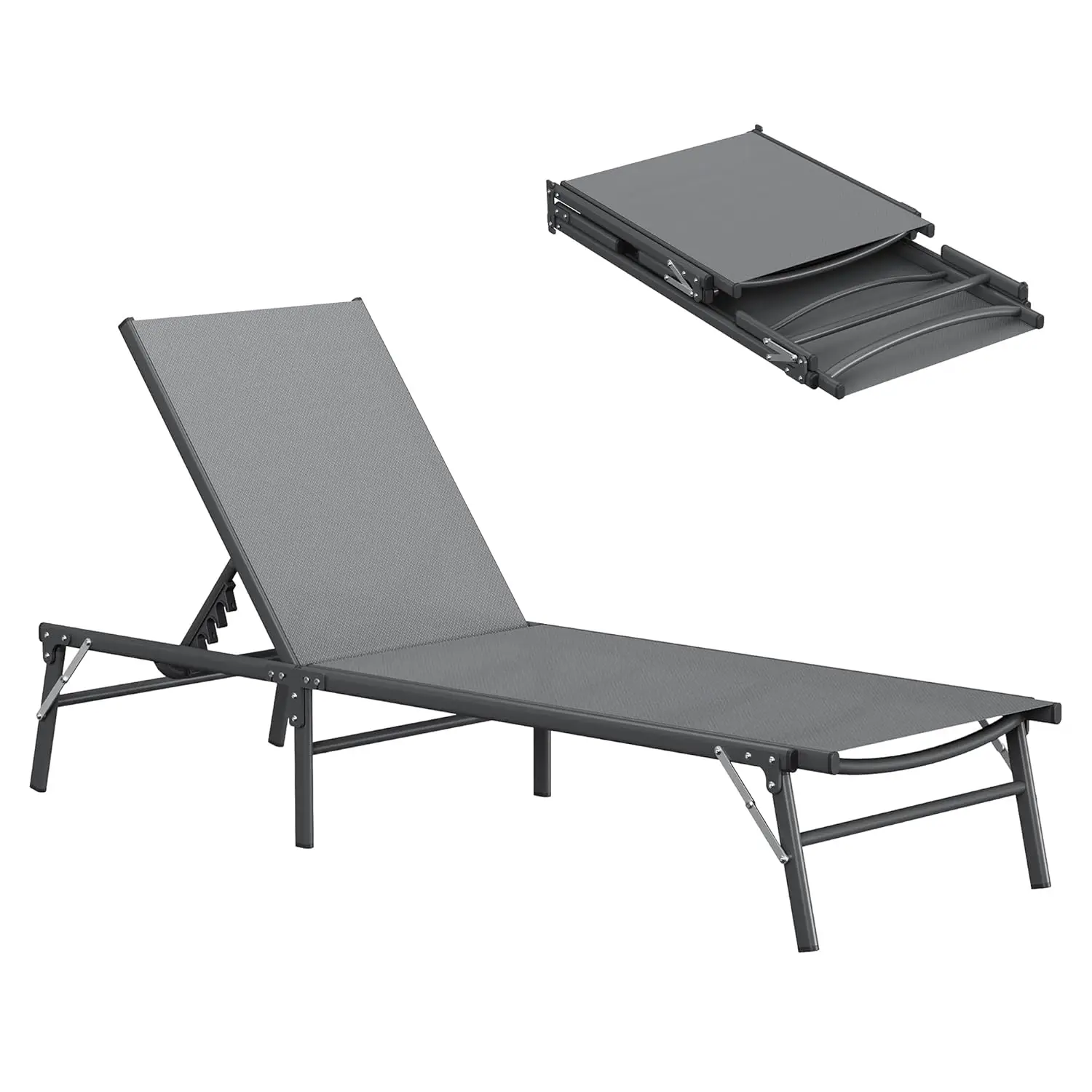 

Foldable Patio Lounge Chairs Outdoor Chaise Lounge with 5-Positions Poolside Lounge Chairs with Portable Design for, Customized
