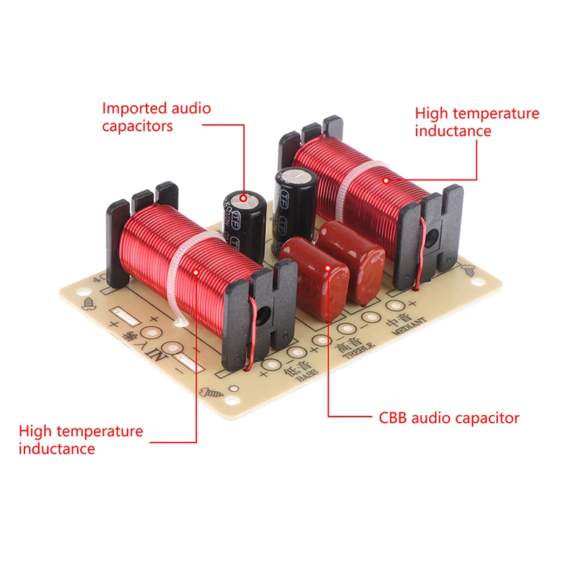 Módulo de bajos de rango medio triple de circuito cruzado de altavoz de Audio, divisor de frecuencia de 3 vías, 900-4000Hz, Kit de reajuste de filtro de altavoz doméstico