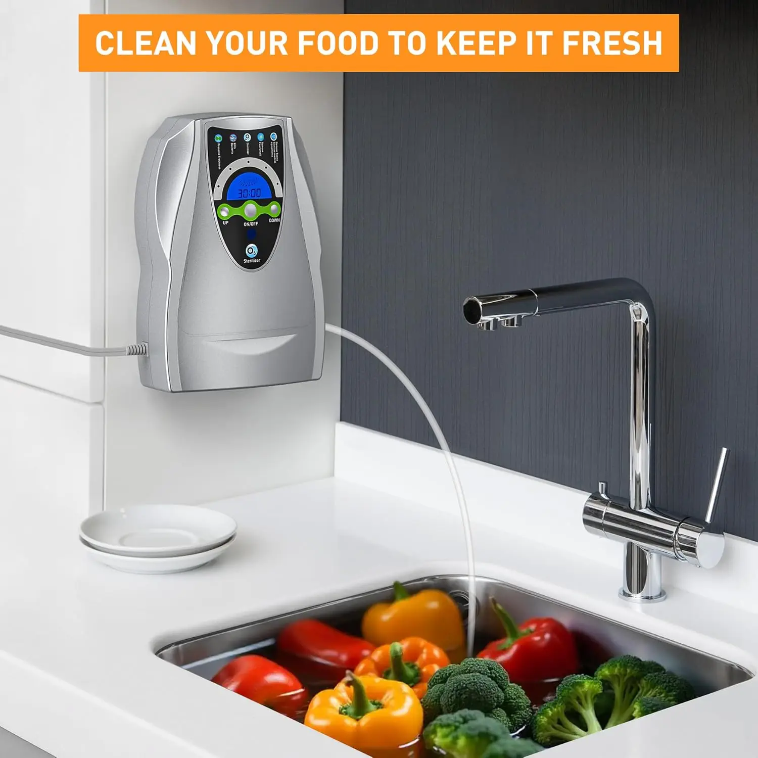 타이머가 있는 휴대용 오존 발생기, 가정, 주방, 사무실 물 및 공기 정화용 500mg/h