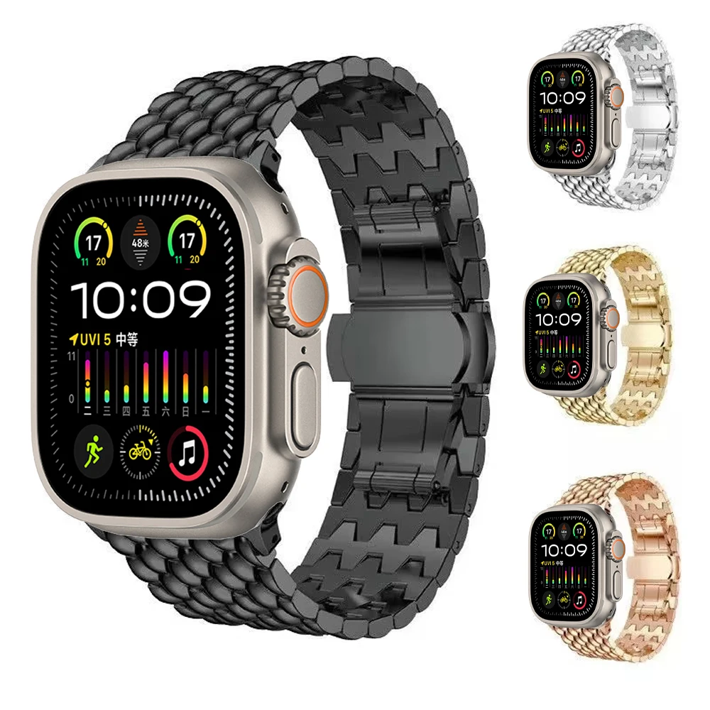 

Металлический ремешок для Apple Watch Ultra 3 2 49 мм 10 11 42 мм 46 мм 9 8 7 45 мм 41 мм Браслет из нержавеющей стали для iwatch 6 5 SE 44 мм 40 мм