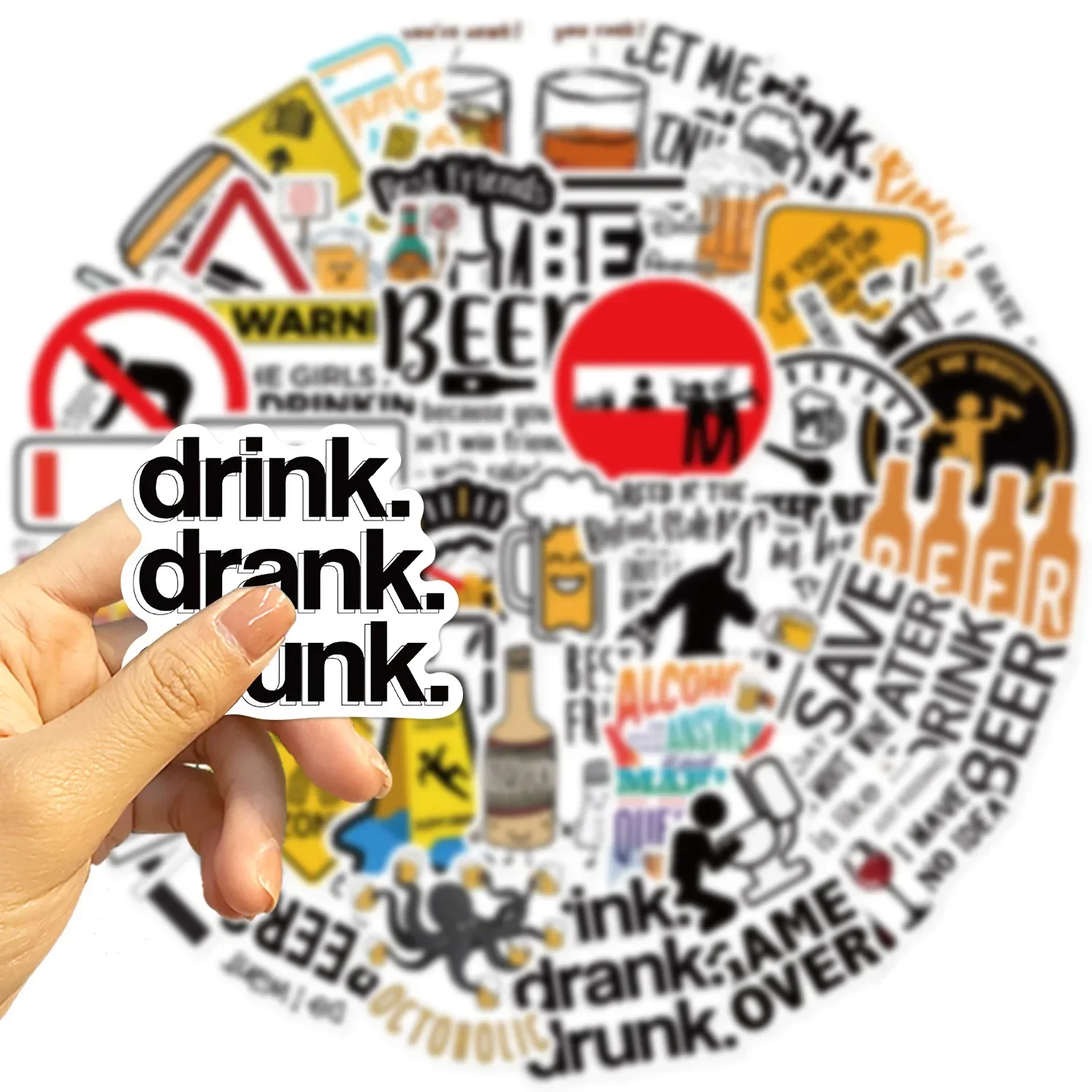 50PCS Funny Alcoholism Vodka Beer Wine Drunk Meme Stickers Waterproof Fridge Phone Diary Car Motorcycle Decoration Sticker