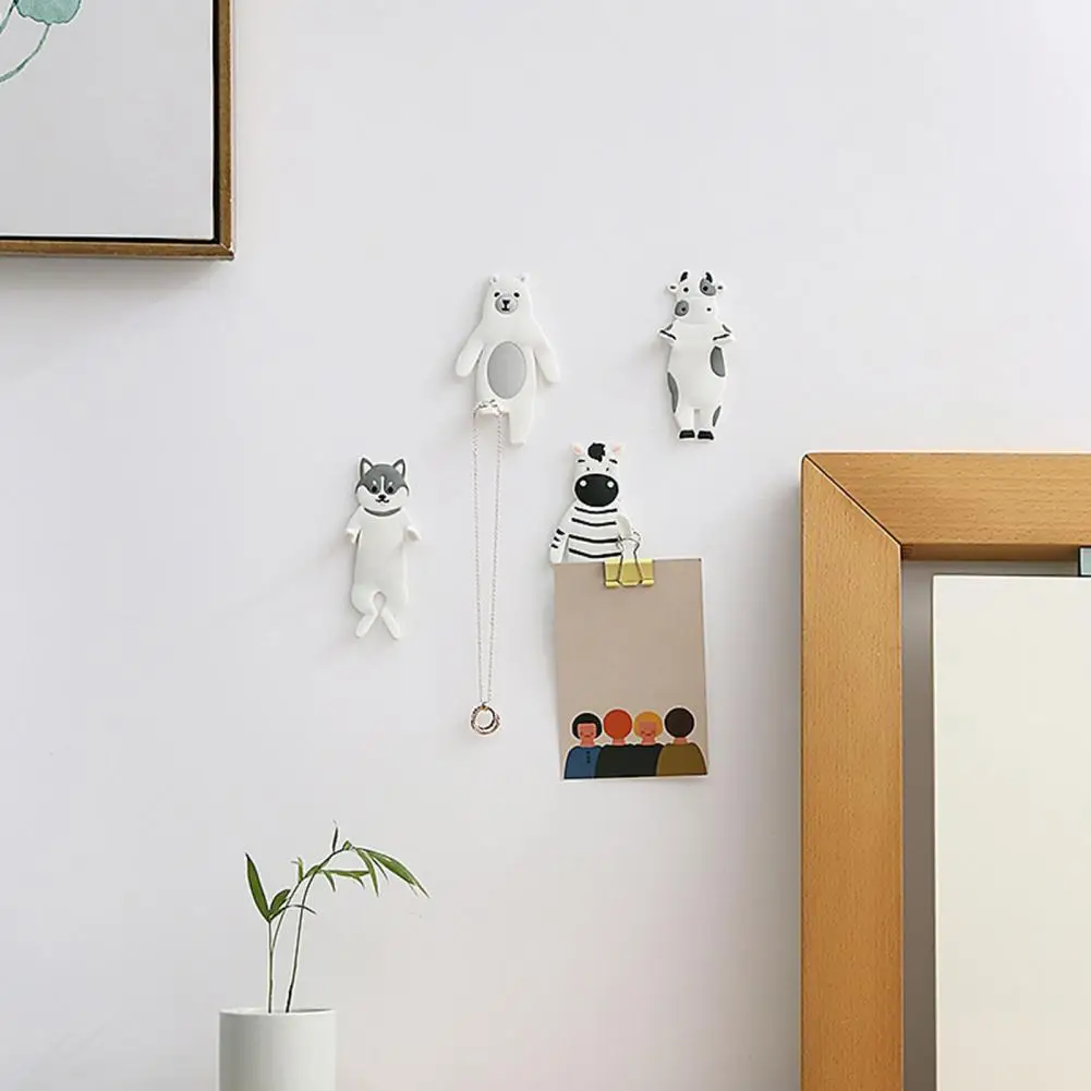 Gancio carino Adorabili ganci da parete autoadesivi a forma di animale per cucina Bagno Facile installazione Ganci riutilizzabili Set di 4 Divertimento