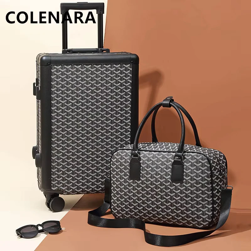 

COLENARA Men's Suitcase Aluminum Frame Boarding Box Set Business Trolley Case Women's 20"24 Inch Universal Wheel Luggage