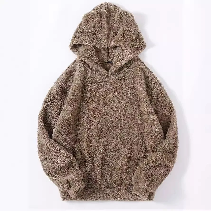 

Autumn and Winter New Men's Fleece Hoodie Rabbit Ears Warm Sweater Long Sleeve Hoodie Men's Hoodie