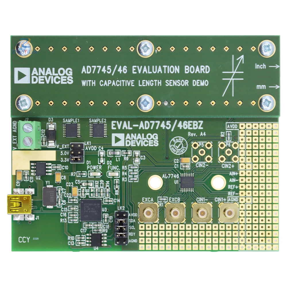 For EVAL-AD7746EBZ USB Powered AD7746 Evaluation Kit With PC Software Single Differential Capacitance Measurement