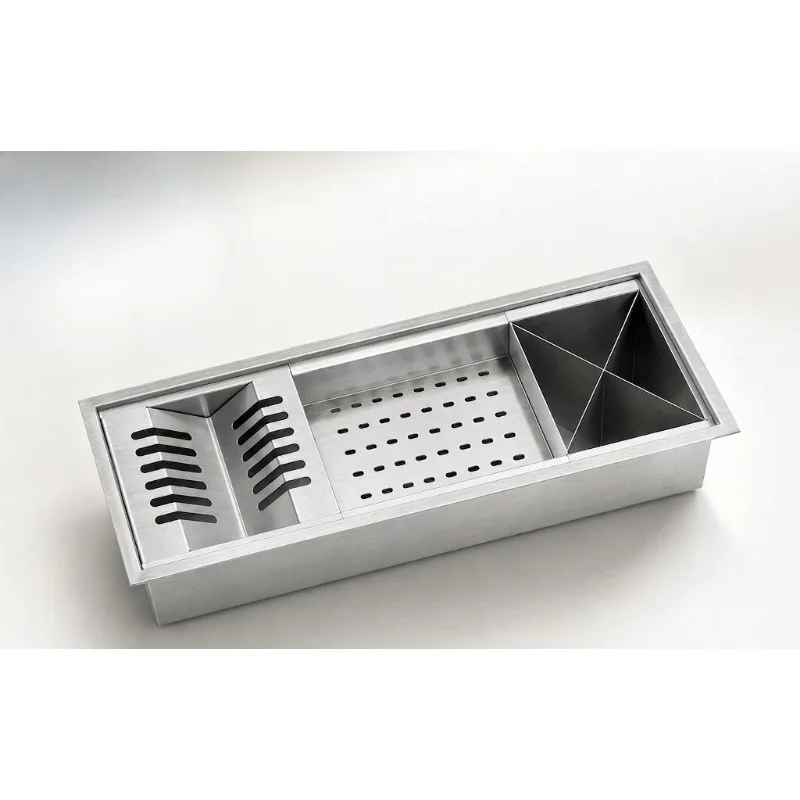 for SUS304 Stainless Steel Kitchen Island Drain Sink Multifunctional Dish Rack Ice Basin