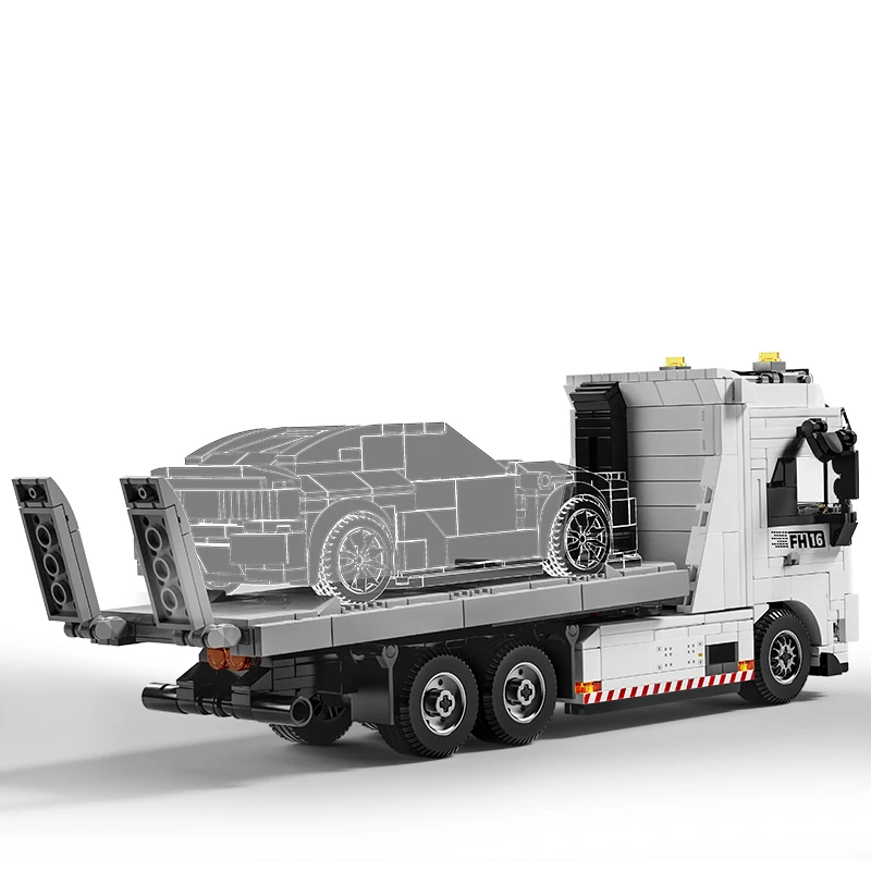 670 個ヘビーデューティーレッカー車ビルディングブロックテクニカルフラットベッド牽引車両 MOC 建設レンガモデルおもちゃ子供のギフト