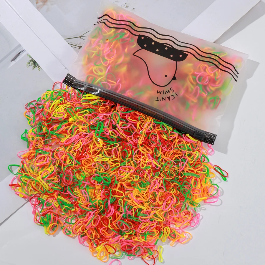 500 Stück schwarze transparente Einweg-Gummi-Haarbänder für Mädchen und Kinder, Pferdeschwanz-Halter, Stirnbänder, Haarschmuck für Kinder – Detail 9