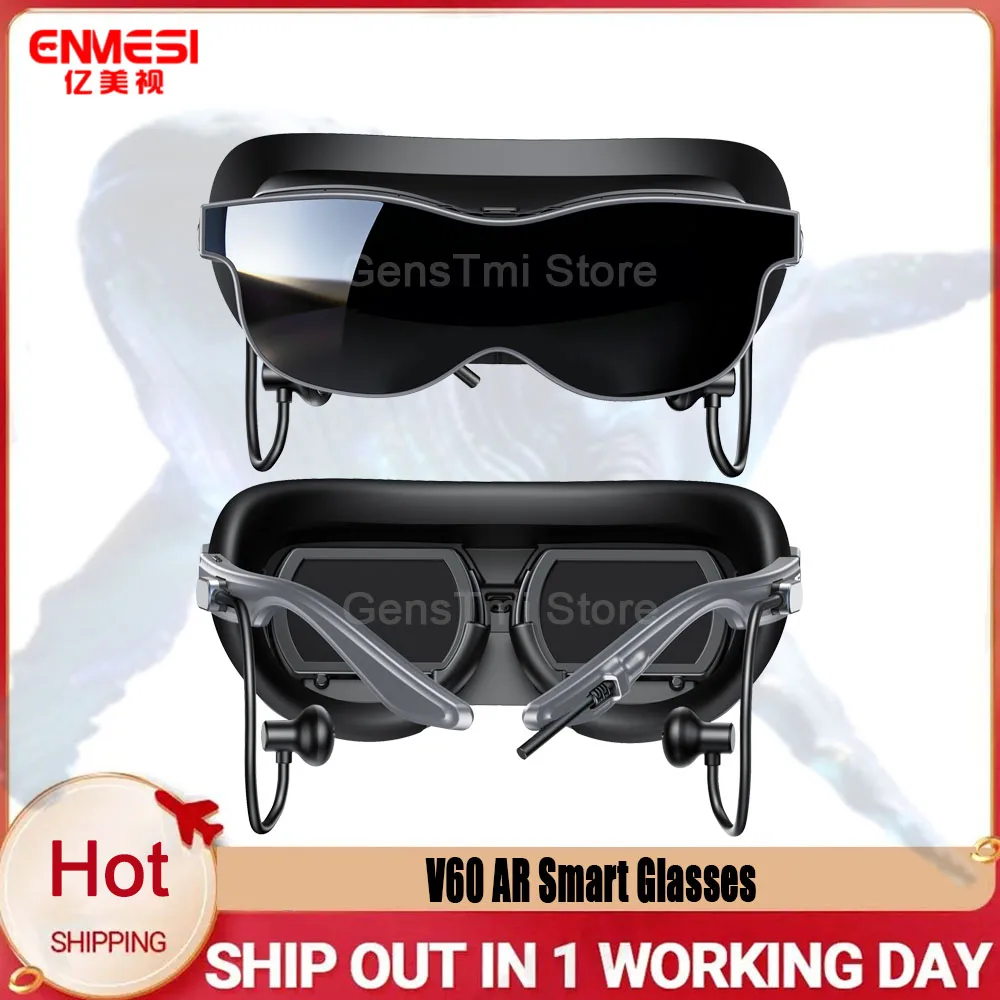 ENMESI V60 AR Smart Glasses 70° Wide FOV 1080P HD USB-C Plug Play Head Mounted Display for Gaming Movie Watching