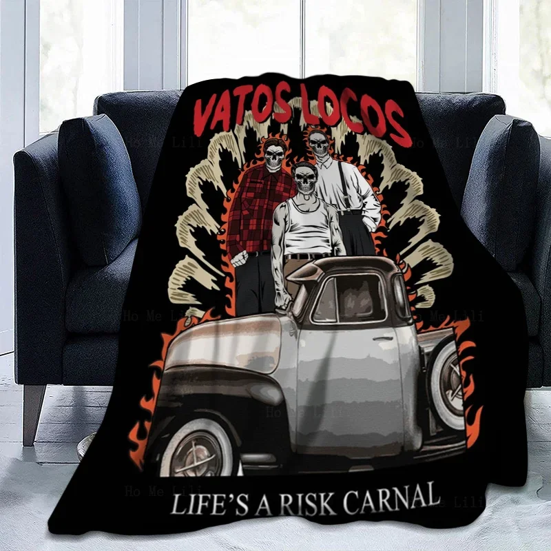 Classic Gangster Men Mexico Tribute Skeleton And Blood Vintage Flannel Blanket By Ho Me Lili Fit For Home All Seasons Use