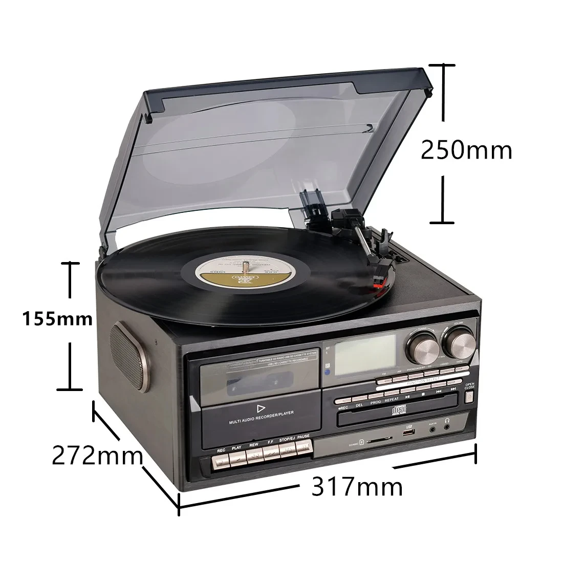 لمشغل LoopTone 3 المهبل Schallplatte Vintage Plattenspieler متوافق مع تقنية البلوتوث مشغل أقراص مضغوطة وكاسيت Lautsprecher