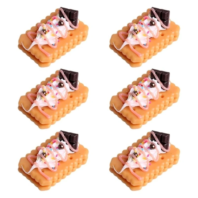 

652F 6Pcs Artificial Biscuits Fake Biscuits for Decoration Display, Realistic Biscuits Simulation Sandwich Biscuits Dessert