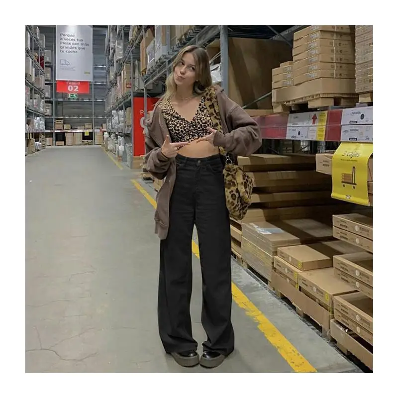 Women's Vintage Corduroy High Waist Wide Leg Casual Pants Summer 2025 Faion Ladies High Quali Pants Other Material 00%