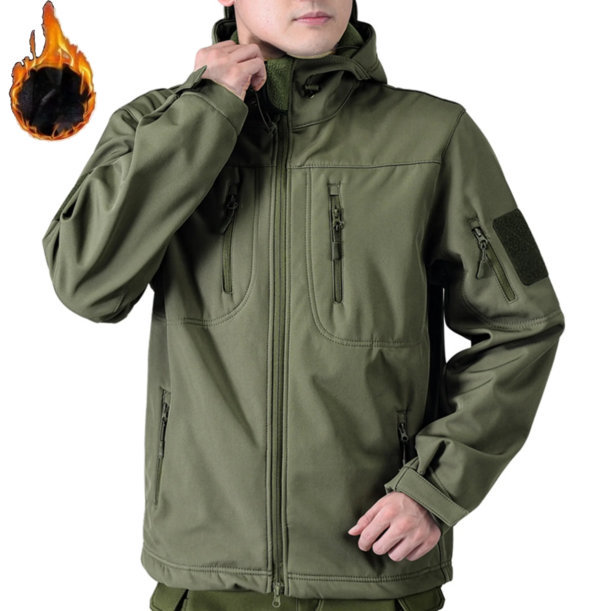 

Men's Women's Waterproof Windproof Jacket Winter Fleece Lined Softshell Tactical Hooded Raincoat Outdoor Ski Hiking Hooded Coats
