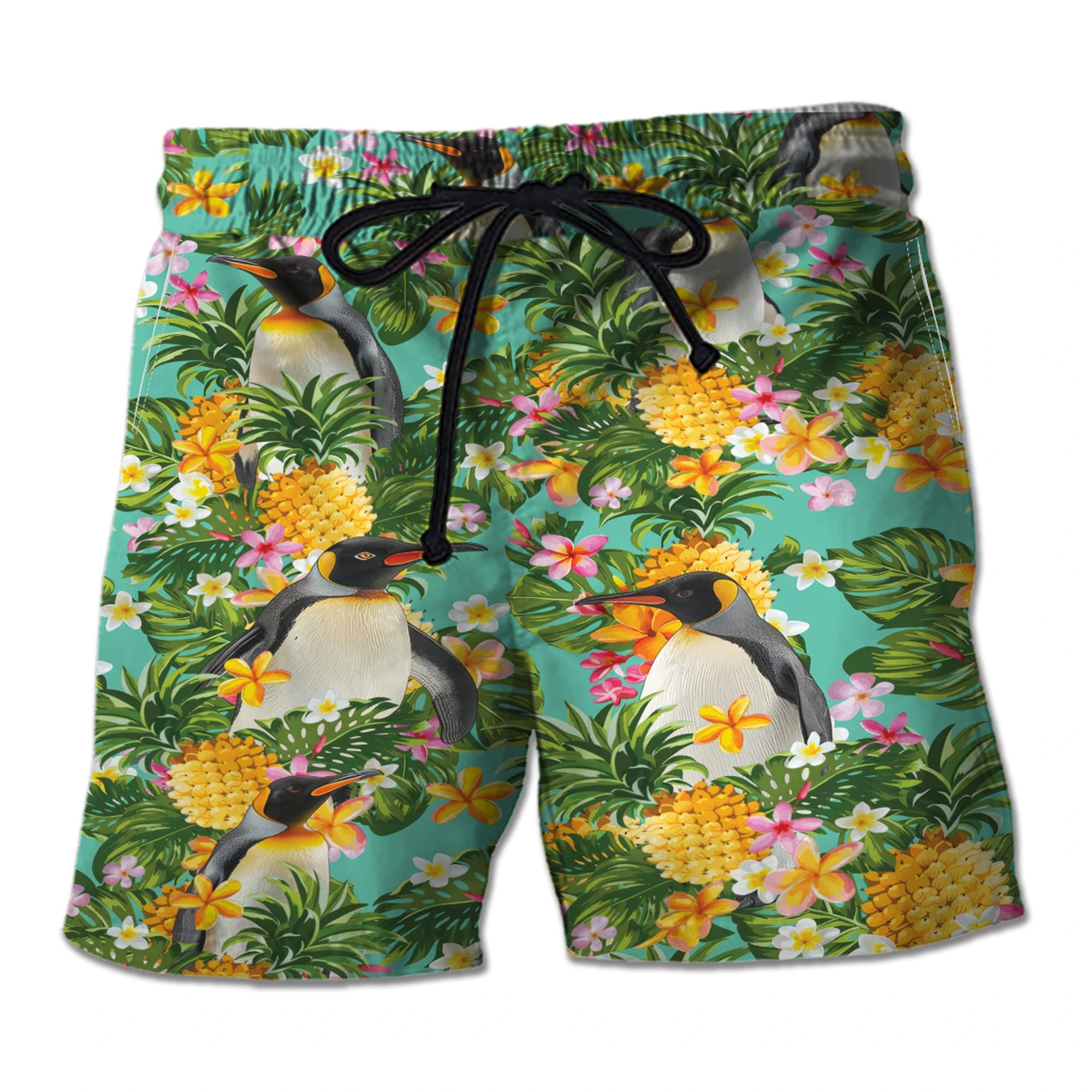 3D Printed Penguin Men's Short Pants Hawaiian Beach Shorts Cool Casual Summer Quick Dry Animal Bermudas Sports Swim Boy Trunks