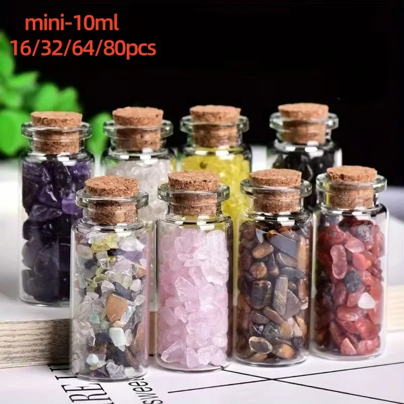 16/32/64/80Pcs-10Ml Transparent Mini Glass Wishing Bottles, with Cork Stopper, Suitable for Bulk Purchase as Wedding Favors, Party Decorations, DIY Crafts, Christmas Gifts, and Home Art Decorations