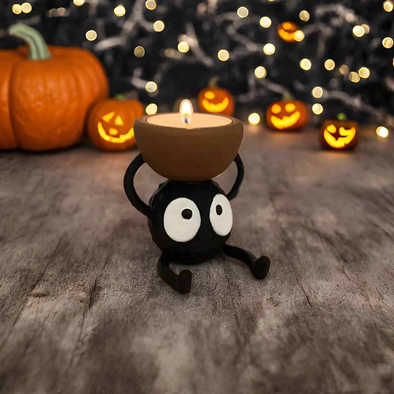 

Healing Cute Candlestick Holders 3d Printed Cartoon Briquette Elf Ghost Candle Holder Tealight Stand For Halloween Home Decor