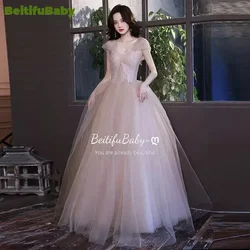 BeitifuBaby 2024 Elegant Women's Evening Dress Vintage Sleeveless Lace A-line Ball Gown Dubai Formal Dress for Women Vestidos